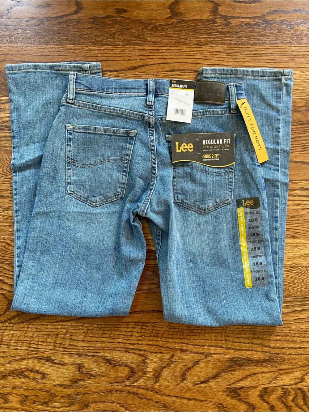 Lee‎ Boy’s Medium Wash Regular Fit Jeans- Size 18 Slim, NWT, Adjustable Waist